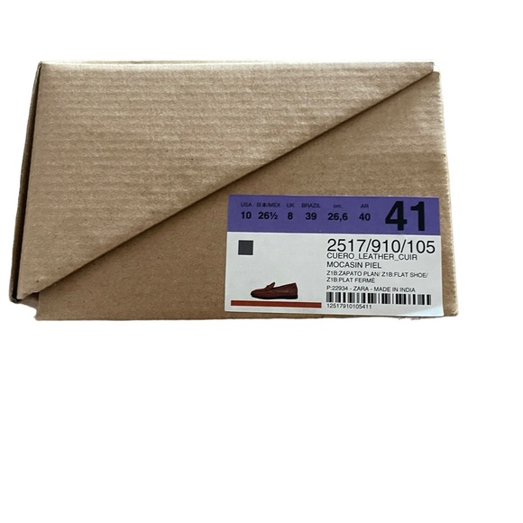 Zara Brown Leather Moccasin Size 10 NWT - Picture 8 of 8